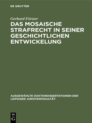 cover image of Das mosaische Strafrecht in seiner Geschichtlichen Entwickelung